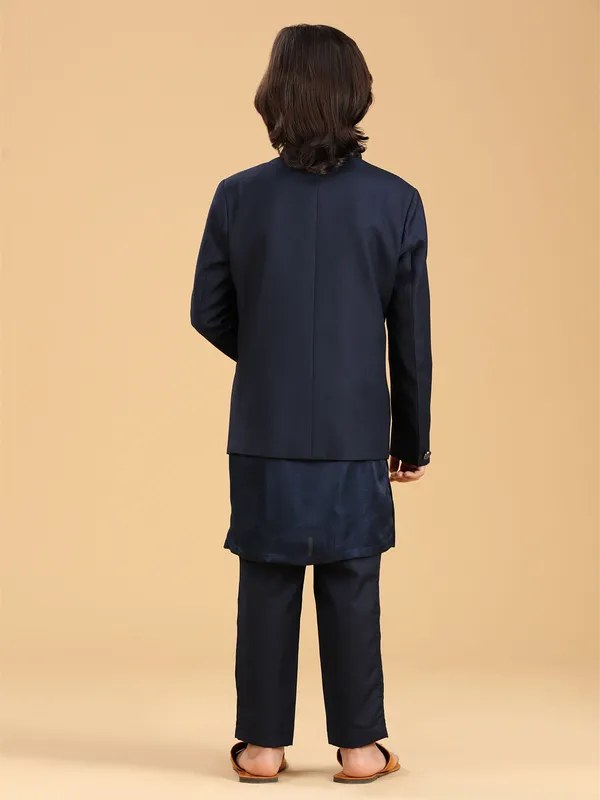 Stylish navy silk indowestern