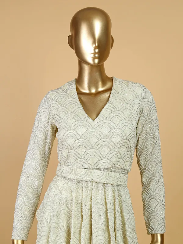 Stylish off white georgette sharara suit