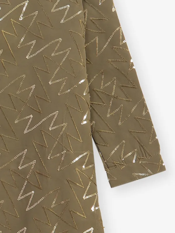 Stylish olive cotton silk kurta pajama