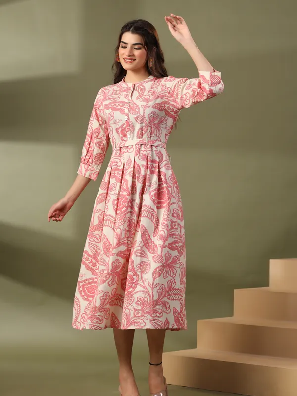Stylish peach cotton printed kurti