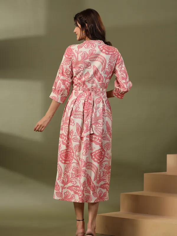 Stylish peach cotton printed kurti