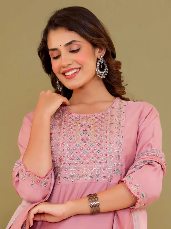 Stylish pink cotton kurti set