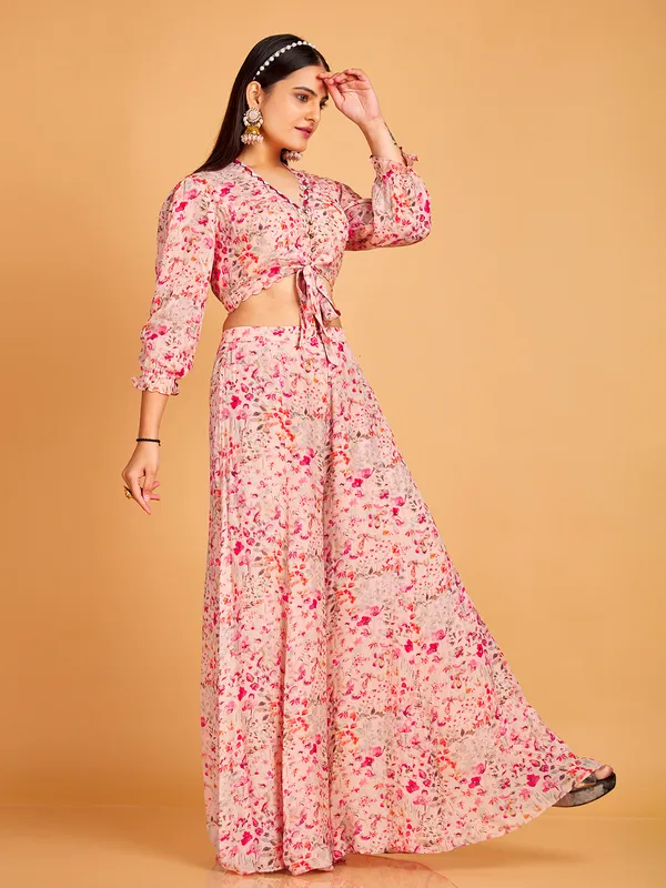 Stylish pink georgette co ord set