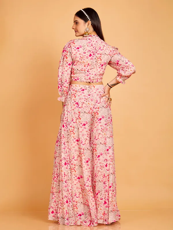 Stylish pink georgette co ord set