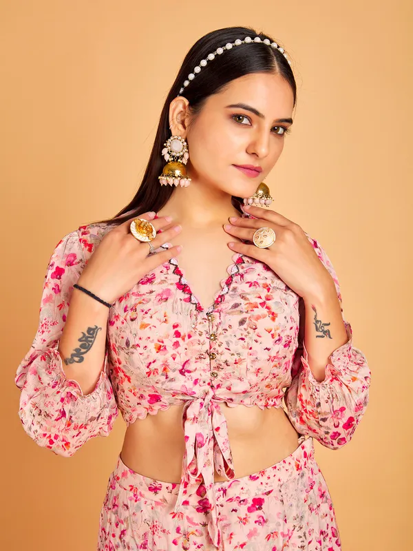 Stylish pink georgette co ord set