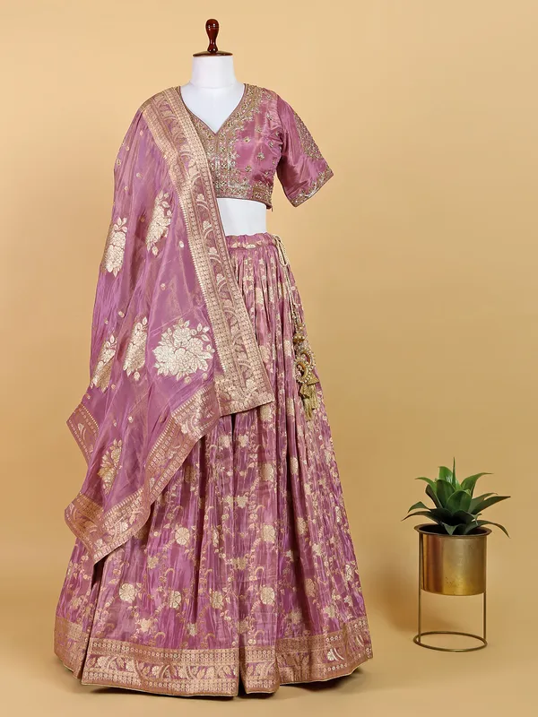 Stylish pink lehenga choli with dupatta