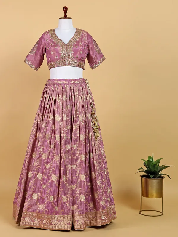 Stylish pink lehenga choli with dupatta