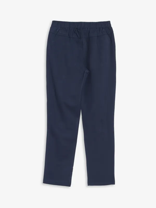 Stylish plain navy cotton pant