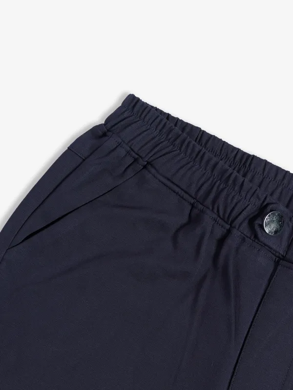 Stylish plain navy cotton pant
