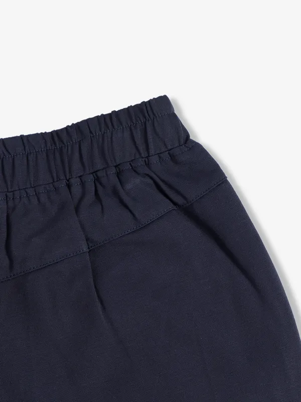Stylish plain navy cotton pant