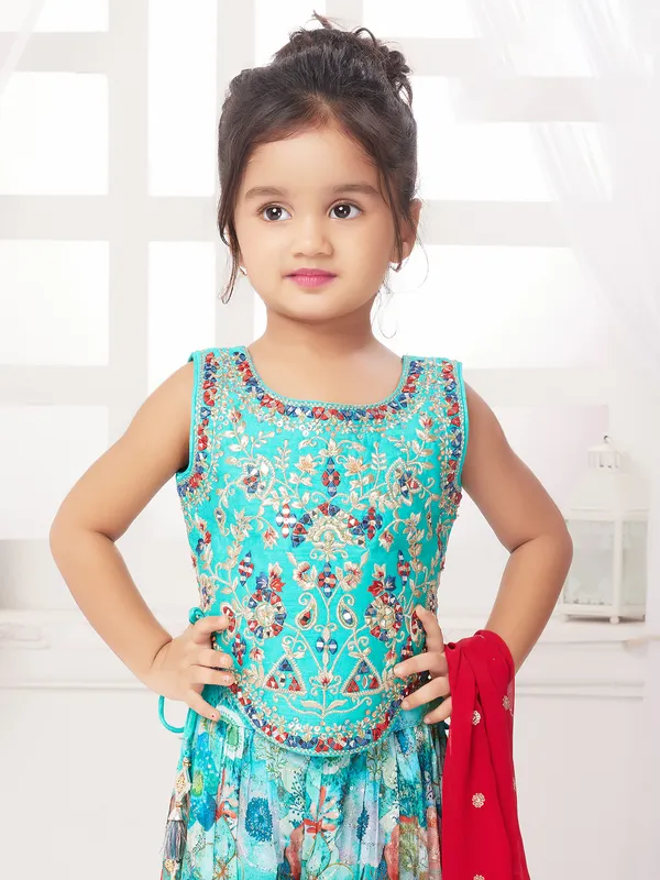 Stylish printed blue cotton salwar suit with palazzo