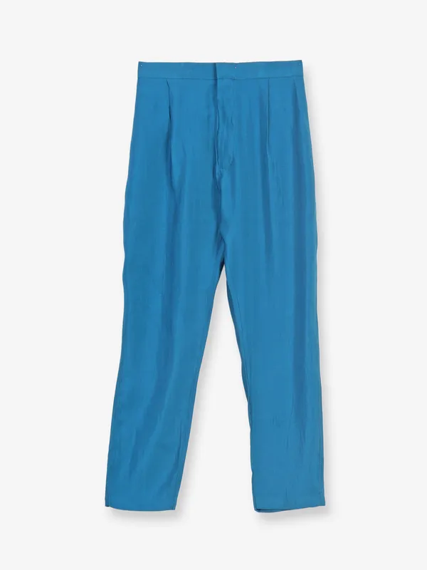 Stylish rama blue wedding indowestern in silk