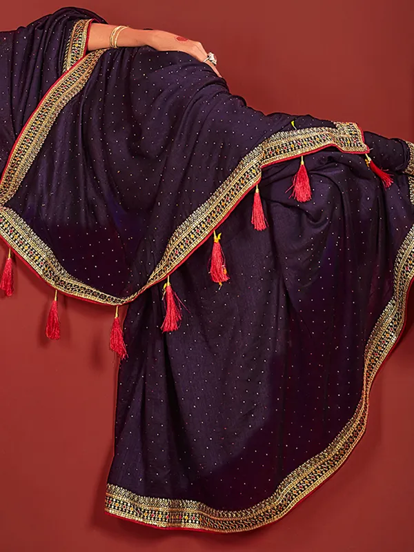 Stylish navy silk saree for party wear