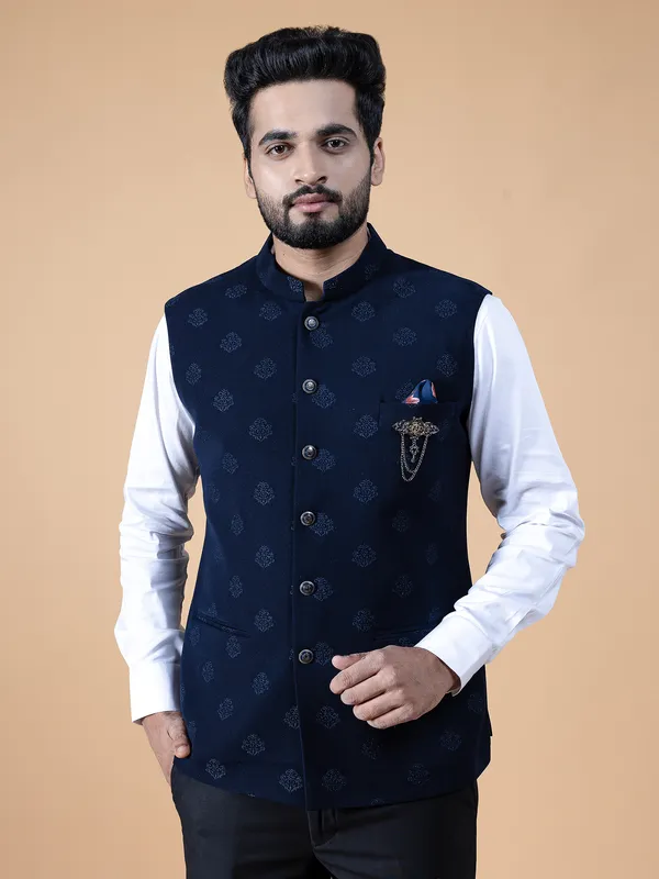 Stylish silk navy waistcoat