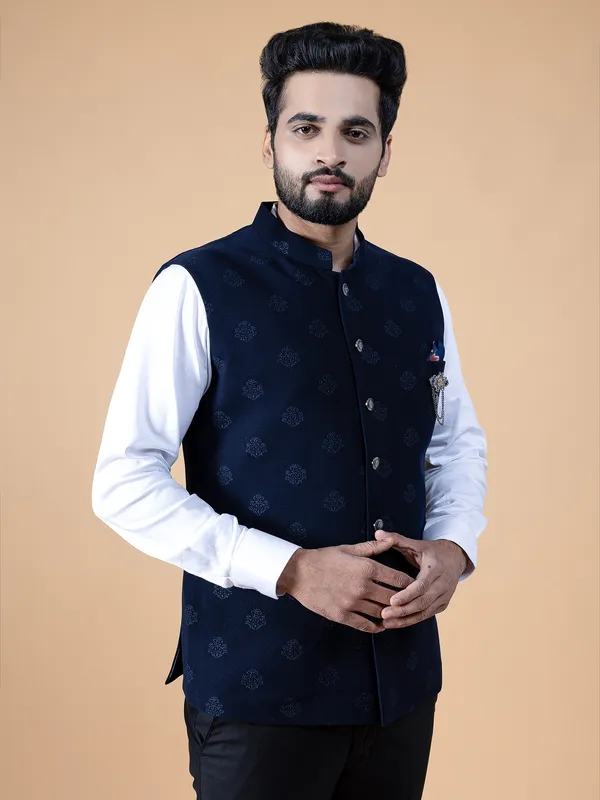 Stylish silk navy waistcoat