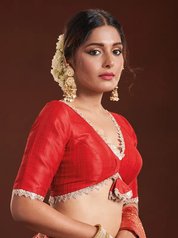 Stylish silk red blouse