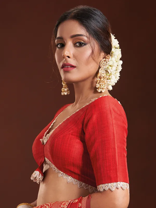 Stylish silk red blouse