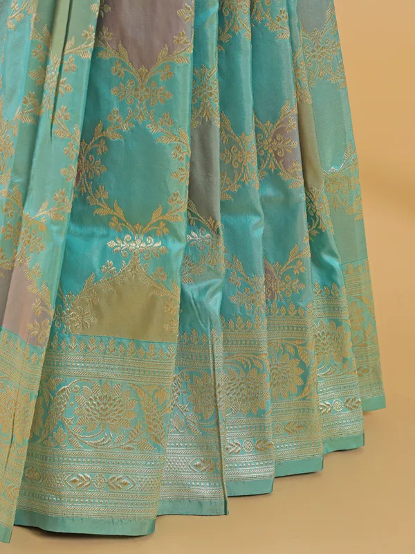 Stylish sky blue banarasi silk saree