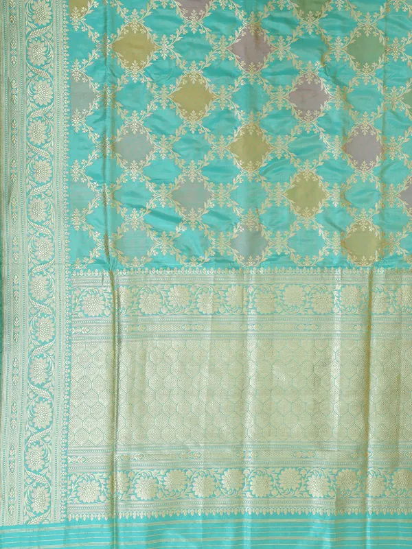 Stylish sky blue banarasi silk saree