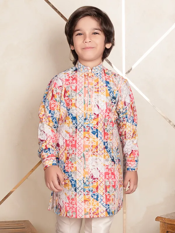 Stylish trndy pink cotton kurta suit for boy