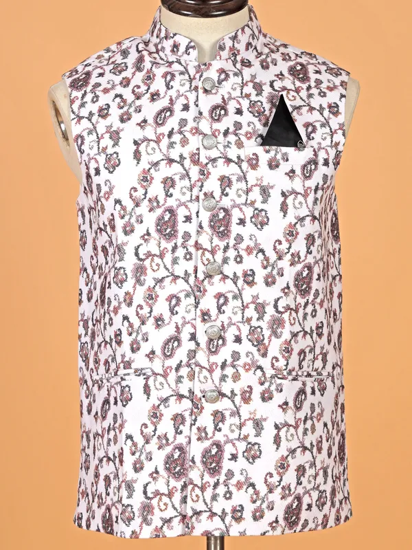 Stylish white and brown waistcoat