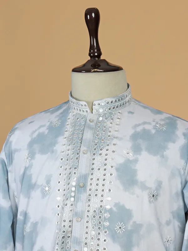 Stylish white cotton silk kurta pajama