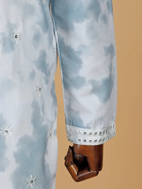 Stylish white cotton silk kurta pajama
