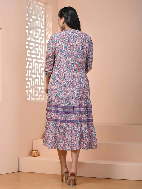 Stylish white printed long kurti