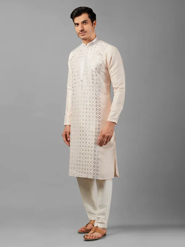 Stylish white silk  Men Kurta pajama