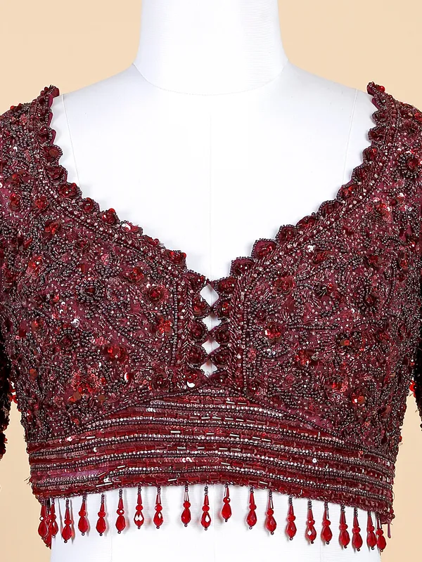 Stylish wine net lehenga choli