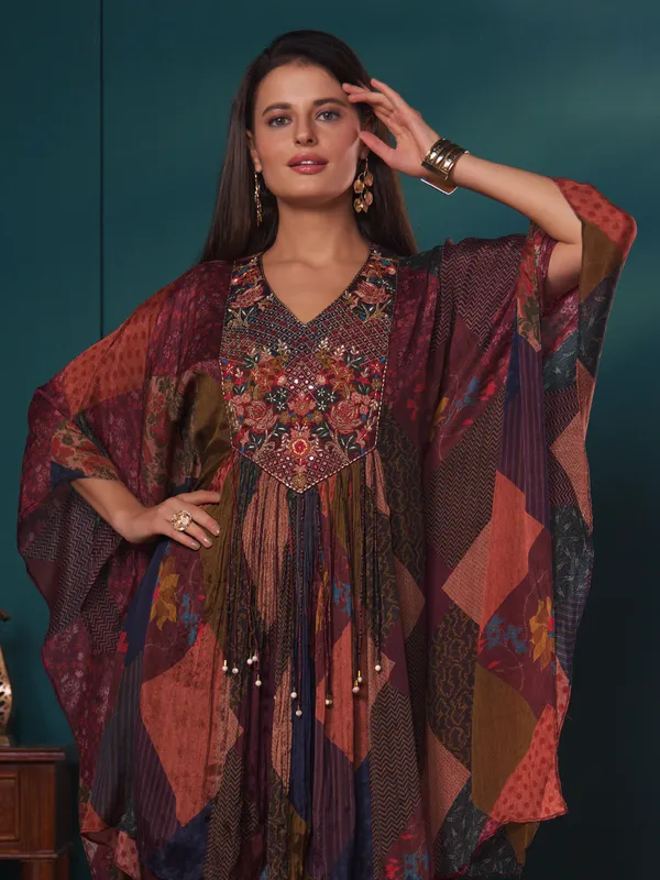 Stylish wine printed co ord set
