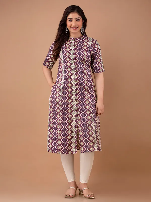 Stylish wine printed kurti
