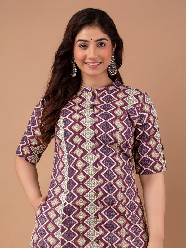 Stylish wine printed kurti