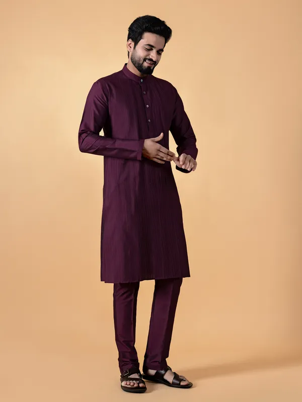 Stylish wine silk  Men Kurta pajama