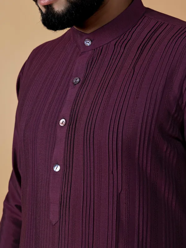 Stylish wine silk  Men Kurta pajama