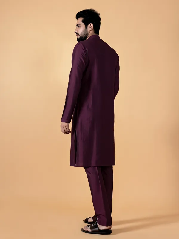 Stylish wine silk  Men Kurta pajama