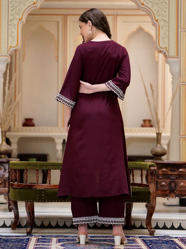 Stylish wine silk palazzo set