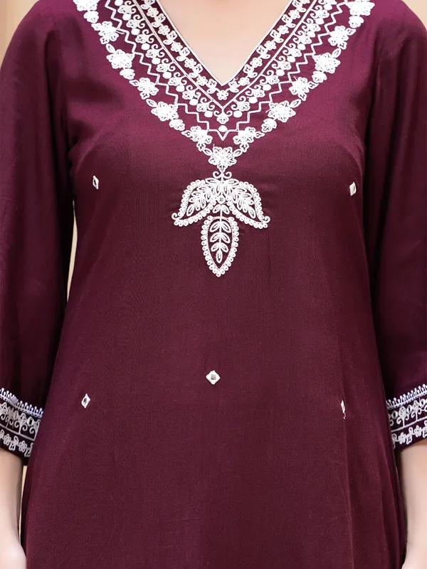 Stylish wine silk palazzo set