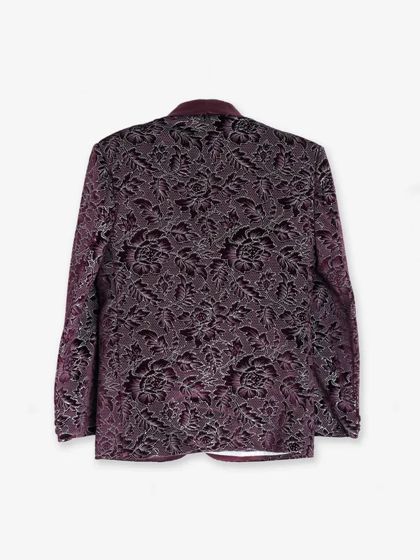 Stylish wine terry rayon coat suit