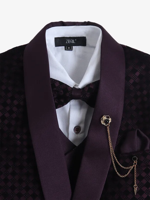 Stylish wine velvet coat suit