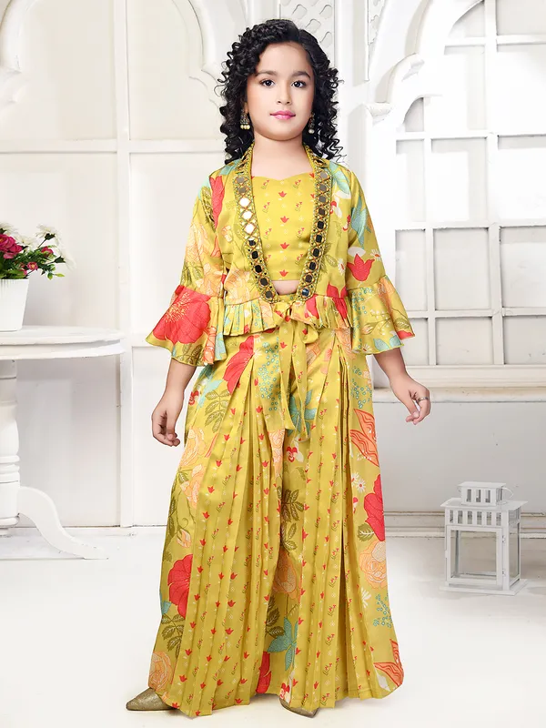 Stylish yellow printed palazzo suit