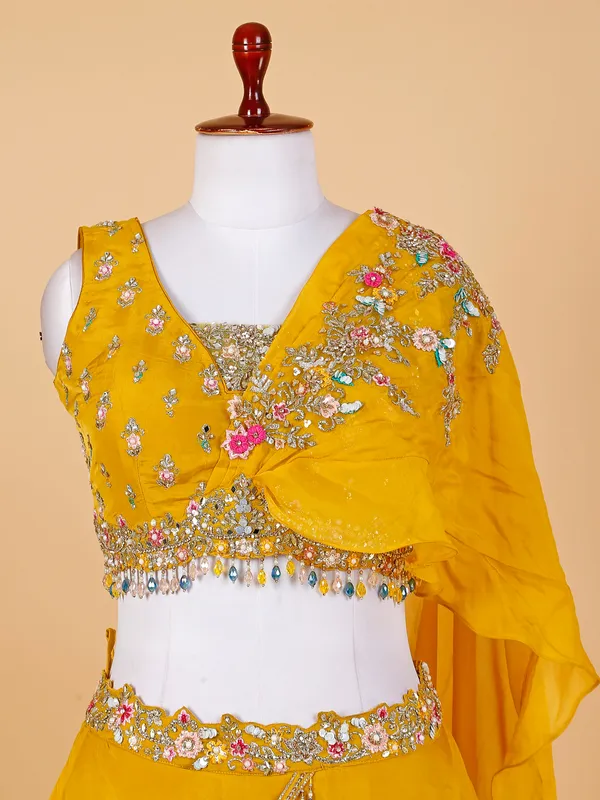 Stylish yellow silk lehenga choli
