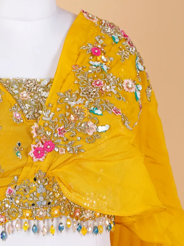 Stylish yellow silk lehenga choli
