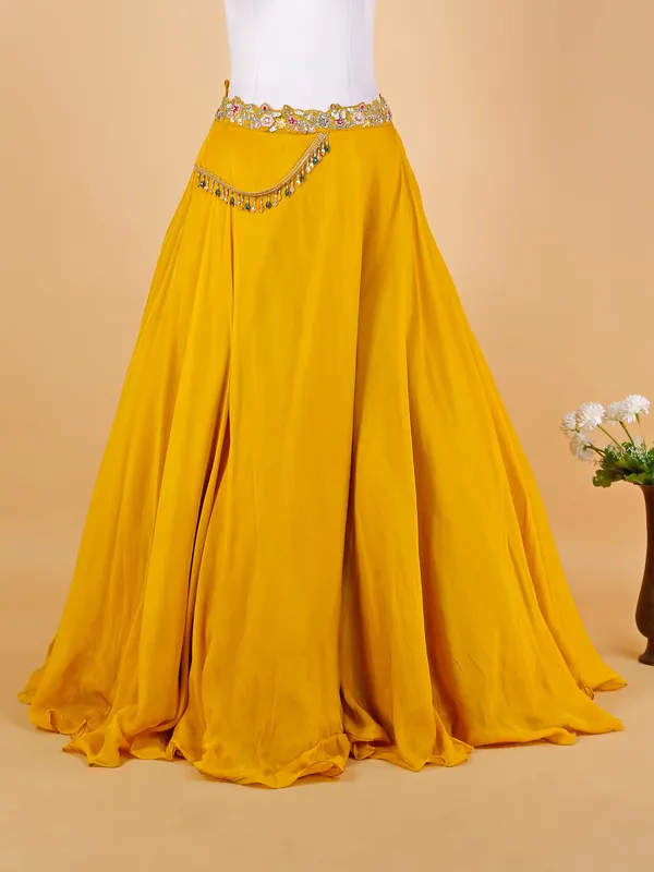 Stylish yellow silk lehenga choli