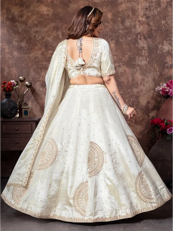 Super stylish white silk lehenga choli