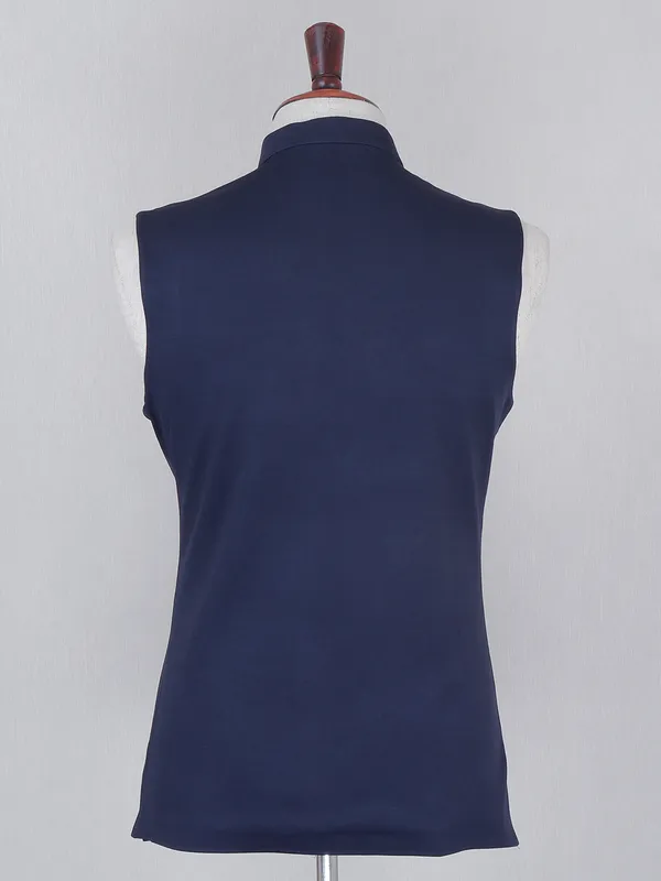 Superb wedding terry rayon dark blue waistcoat