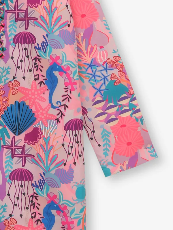 Sweet pink printed cotton kurta set