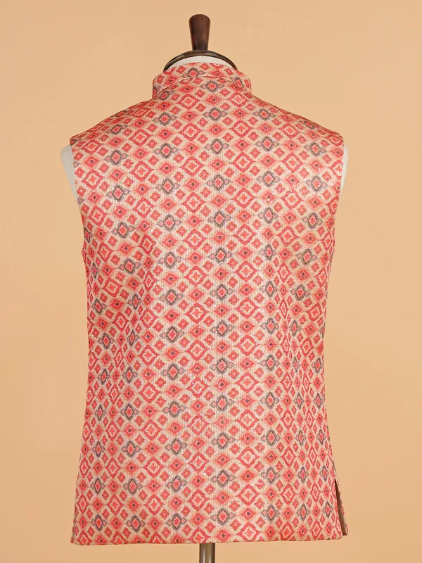 Sweet pink printed cotton silk waistcoat