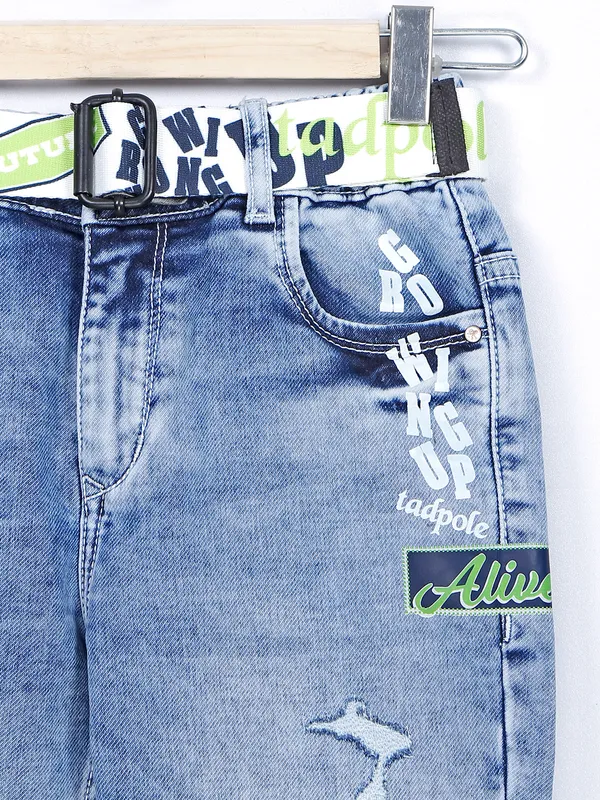 TADPOLE sky blue washed and ripped jeans
