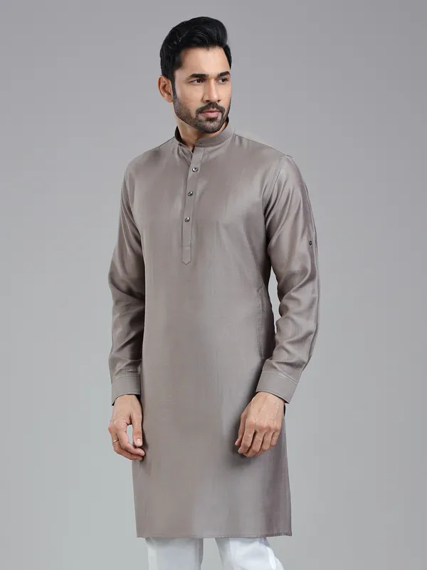 Taupe grey festival ready kurta for men
